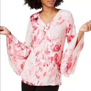 Alfani Women's Blouse Rose Pink Size 8 Poet Sleeve